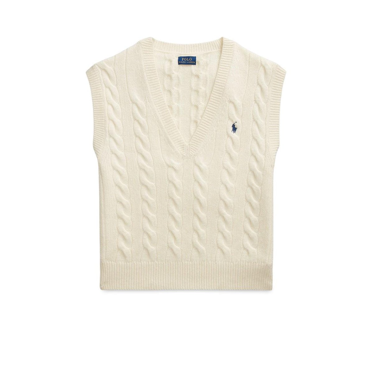 Gilet donna in lana e cashmere a trecce Bianco